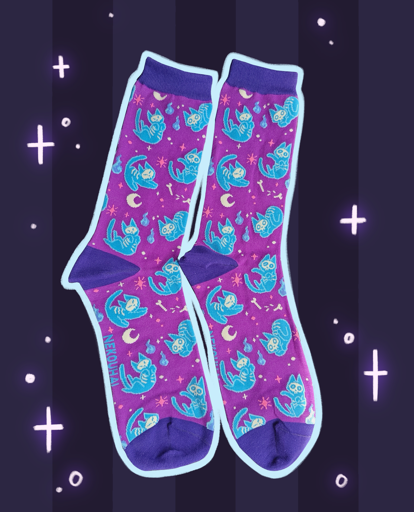 Skelly Kitties socks BIG SIZE