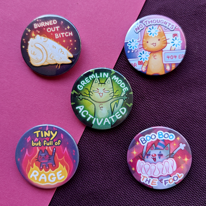 Kitty memes III button pins