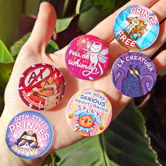 Kitty memes II button pins
